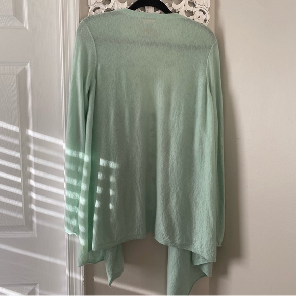 Tory Burch 100% Cashmere Sea Foam Green Open Cardigan Sweater Luxury Sz L - Picture 6 of 11